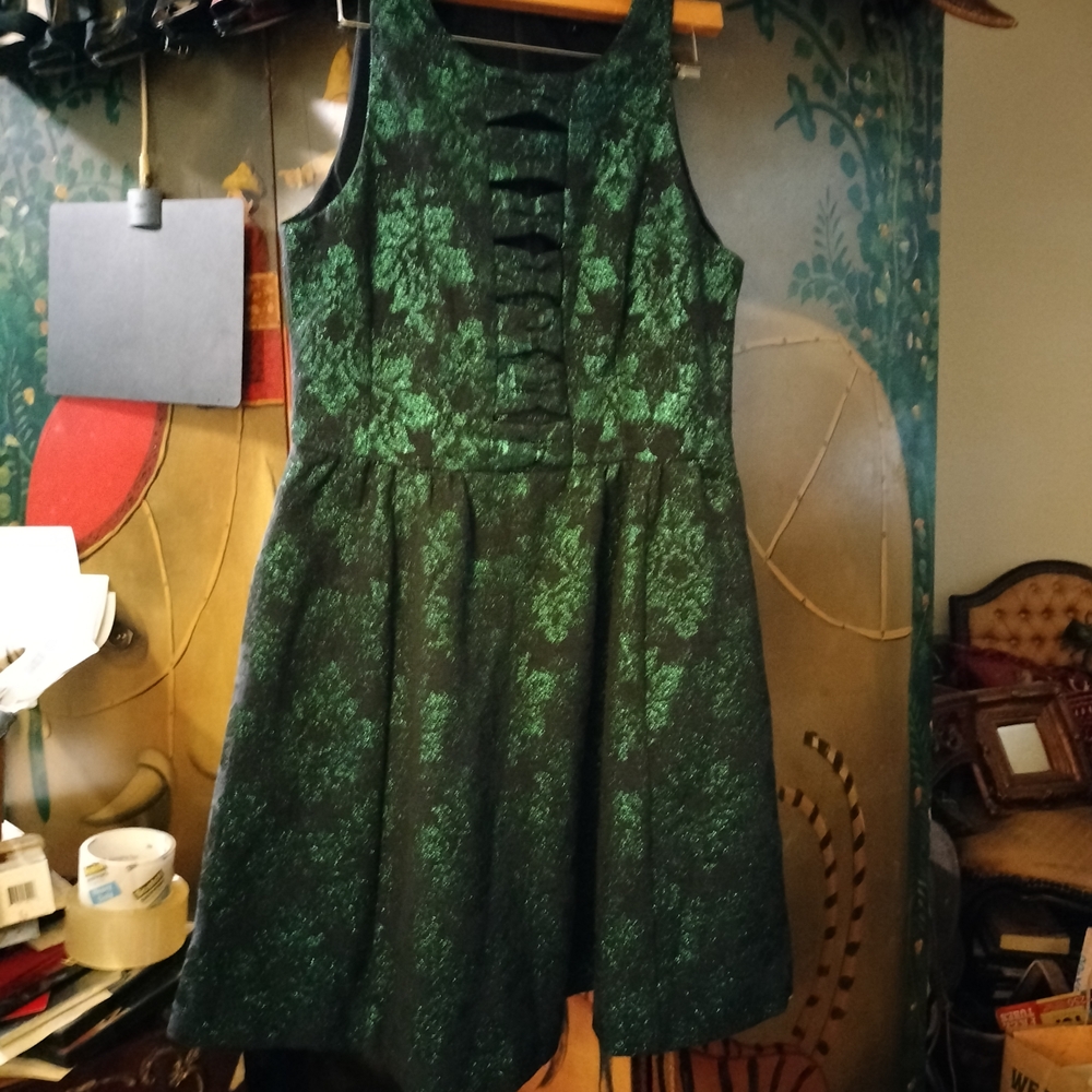 Nanette Lepore Green and Black Glitter Dress